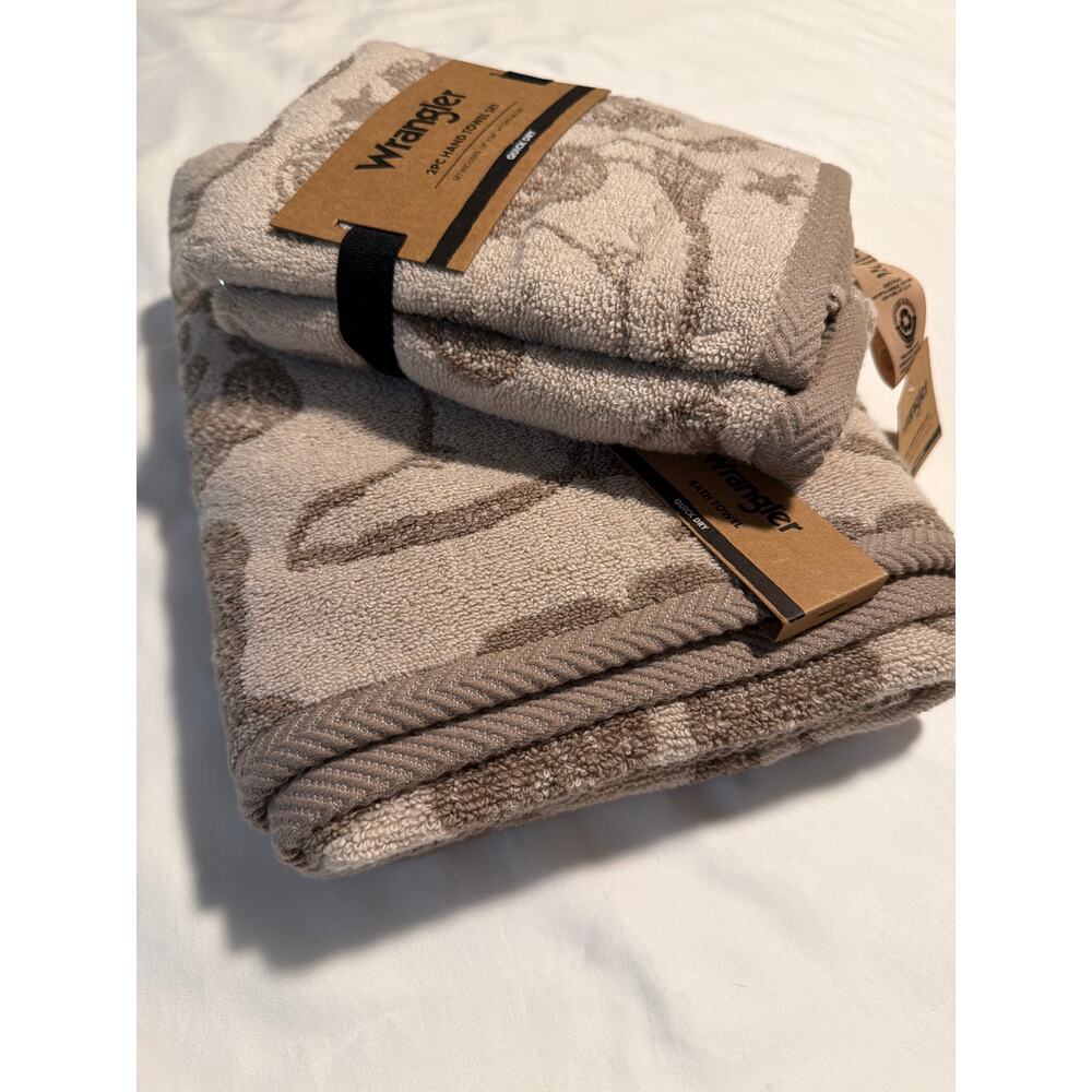 Wrangler Boots Beige 1 Bath Towel - 2 pc Hand Towel Set